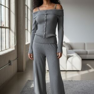 Gray 2 Piece Knit Set